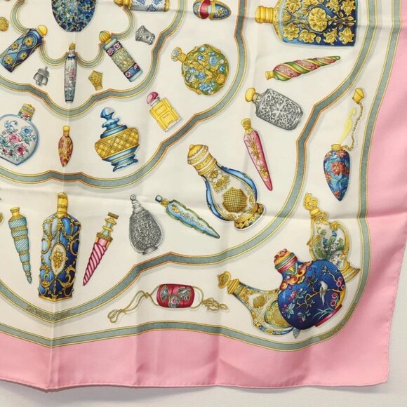 HERMES Carre 90 Scarf ""Qu importe le flacon"" Silk Pink Auth 135496 - Picture 7 of 14